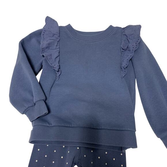 GAP Kids Blue Ruffle Sweatshirt & Polka Dot Legging Set Size 3T - Picture 3 of 6